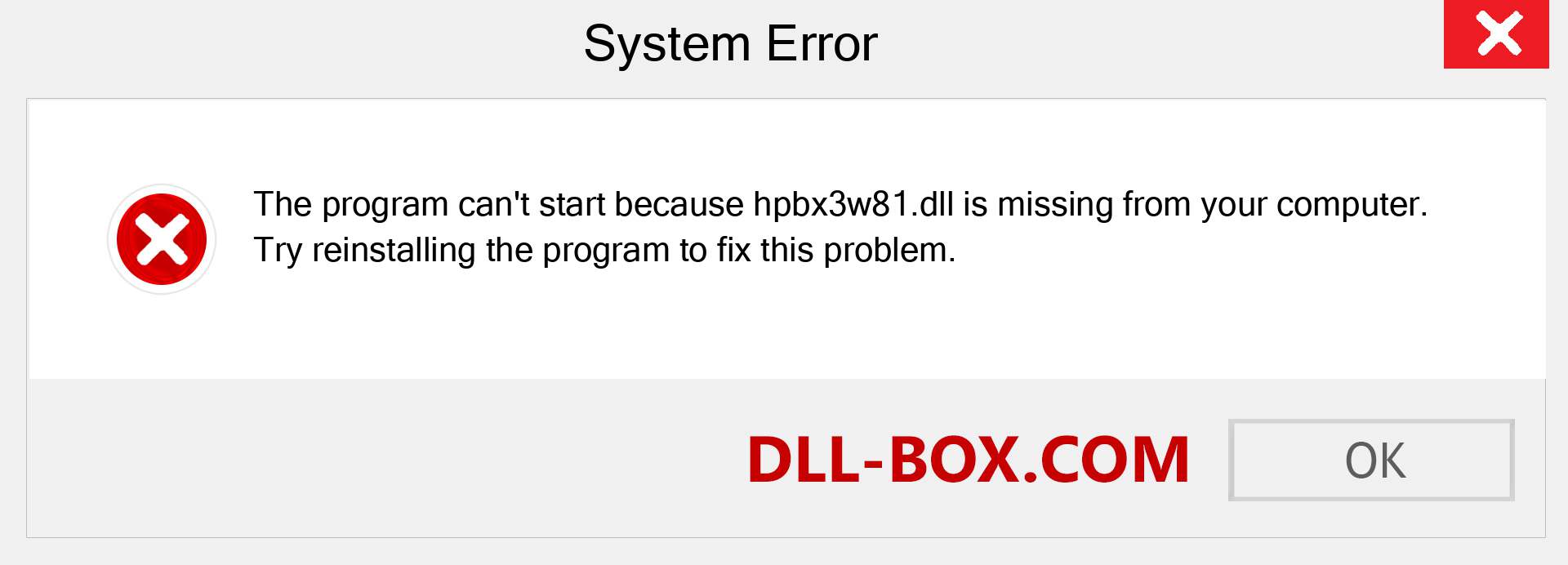  hpbx3w81.dll file is missing?. Download for Windows 7, 8, 10 - Fix  hpbx3w81 dll Missing Error on Windows, photos, images
